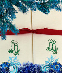 Nature's Linen Disposable Guest Hand Towels Wrapped with a Ribbon 100ct - Christmas / Holiday Collection Embossed with Candles
