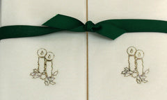 Nature's Linen Disposable Guest Hand Towels Wrapped with a Ribbon 200ct - Christmas / Holiday Collection Embossed with Candles