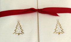 Nature's Linen Disposable Guest Hand Towels Wrapped with a Ribbon 50ct - Christmas / Holiday Collection Embossed with a Christmas Tree