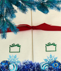 Nature's Linen Disposable Guest Hand Towels Wrapped with a Ribbon 100ct - Christmas / Holiday Collection Embossed with a Gift Box