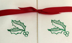 Nature's Linen Disposable Guest Hand Towels Wrapped with a Ribbon 200ct - Christmas / Holiday Collection Embossed with a Holly Leaves