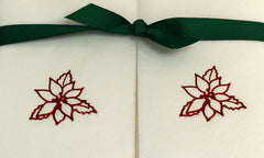 Nature's Linen Disposable Guest Hand Towels Wrapped with a Ribbon 200ct - Christmas / Holiday Collection Embossed with a Poinsettia