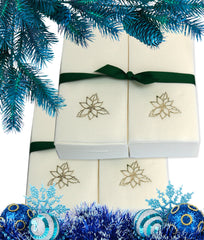 Nature's Linen Disposable Guest Hand Towels Wrapped with a Ribbon 100ct - Christmas / Holiday Collection Embossed with a Poinsettia