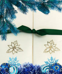 Nature's Linen Disposable Guest Hand Towels Wrapped with a Ribbon 100ct - Christmas / Holiday Collection Embossed with a Poinsettia
