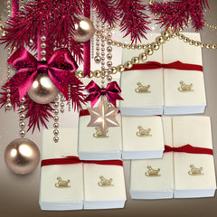 Nature's Linen Disposable Guest Hand Towels Wrapped with a Ribbon 200ct - Christmas / Holiday Collection Embossed with Sleigh