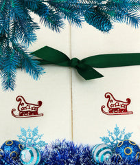 Nature's Linen Disposable Guest Hand Towels Wrapped with a Ribbon 100ct - Christmas / Holiday Collection Embossed with a Sleigh