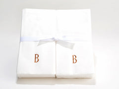 Personalized Linen Like (paper) Disposable Guest Towels - 200 Bulk Paper Disposable Guest Hand Towels with a Ribbon - personalized and etched with a Single Initial