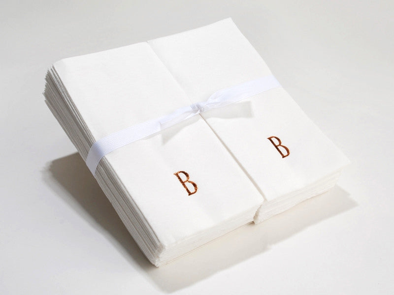 Personalized Linen Like (paper) Disposable Guest Hand Towels with a Ribbon - 100 bulk pack personalized monogrammed