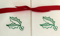 Nature's Linen Disposable Guest Hand Towels Wrapped with a Ribbon 50ct - Christmas / Holiday Collection Embossed with Holly Leaves