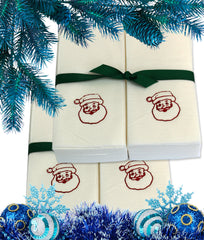 Nature's Linen Disposable Guest Hand Towels Wrapped with a Ribbon 100ct - Christmas / Holiday Collection Embossed with Santa Claus