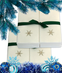 Nature's Linen Disposable Guest Hand Towels Wrapped with a Ribbon 100ct - Christmas / Holiday Collection Embossed with a Snowflake