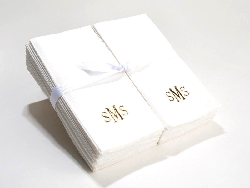 Personalized Linen Like (paper) Disposable Guest Hand Towels - Bulk Pack of 50 with a Ribbon – monogrammed.